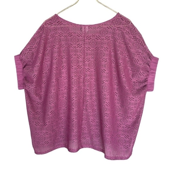 Anthropologie Akemi + Kin Oversized Sheer Lace Dolman Sleeve Top Mauve XS/S - Picture 5 of 10